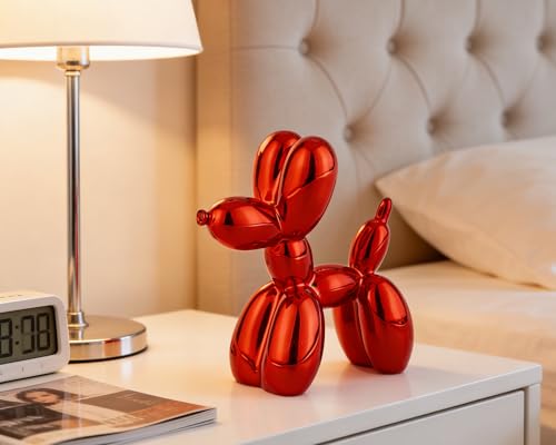 4 Inch Shiny Red Balloon Dog Sculpture - color: Shiny Red