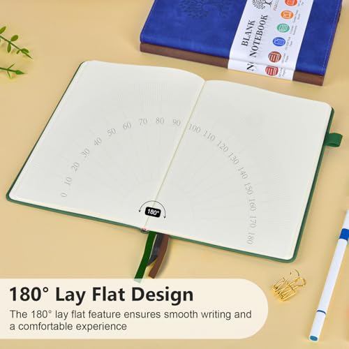 Blank Journal Notebook 5.9"×8.5", Leather Sketchbook,160 Pages Sketch book - color: Green, size: Blank Page