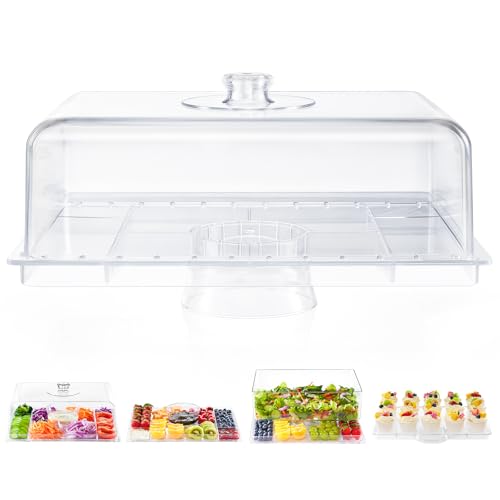 Cake Stand with Lid-Large 17" Rectangular Cake Holder,Acrylic BPA Free