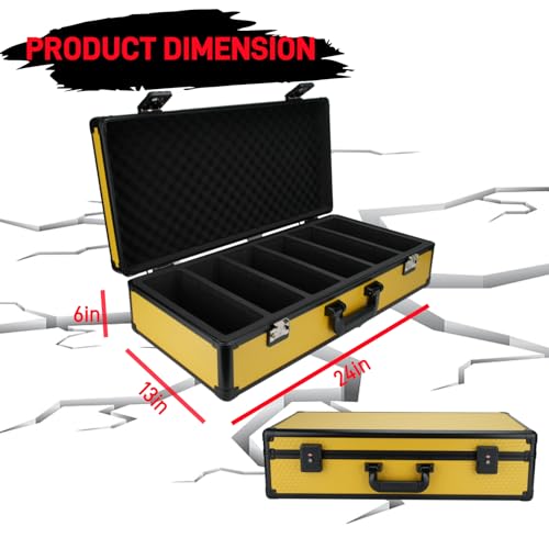 6 Row 250+ TSA Combination Lock Trading Deck Cases Graded Card Case Psa Graded Card Storage Box Psa Slab Case (Hexagonal prism, YELLOW) - color: YELLOW