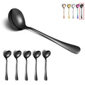 Kyraton 6-Piece Stainless Steel Round Spoons - Black Titanium Plated, Dishwasher Safe - color: 3. 6 pieces black