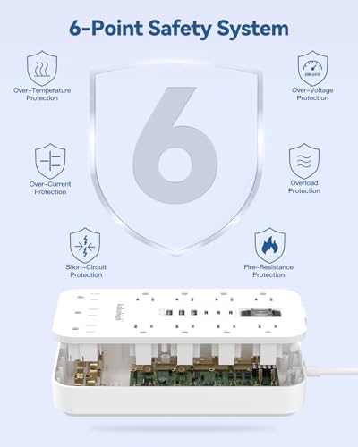 2 Prong Extension Cord with Multiple Outlets - 5 FT - color: White, size: 5FT