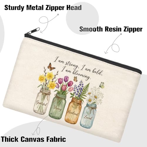 Aesthetic Canvas Tote Bag for Women – Minimalist Open-Top Design, Perfect for Books, Daily Errands and Gifting. - color: Blooming Affirmation Floral