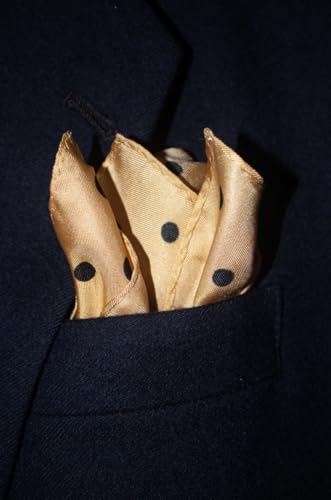 Royal Silk Polka Dot Pocket Square - 17" Handkerchief - 12mm Silk Twill - 100% Silk - color: Gold