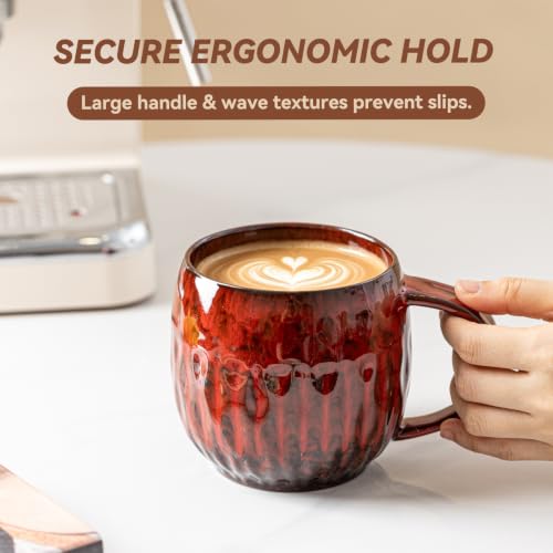 Crimson Ember Ceramic Mug, 21oz Reactive Glaze Coffee Mug, Gift for Him - color: 21OZ -A- Crimson Ember · POWER