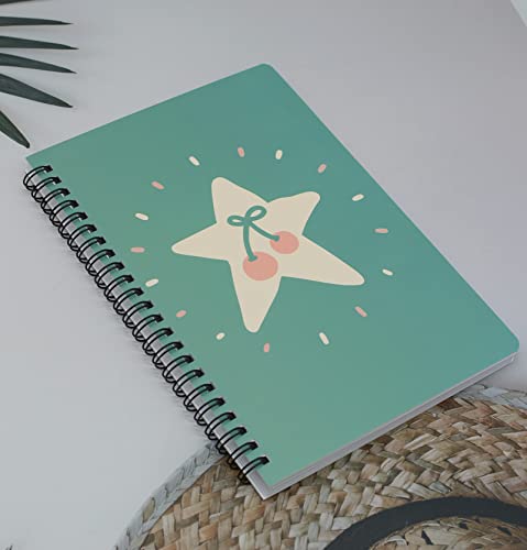 Yansanido Spiral Notebook, 4 Pcs A5 Cherry Design Hardcover 8mm Ruled 4 Color 80 Sheets -160 Pages Journals for Study and Notes (Cherry) - style: Cherry