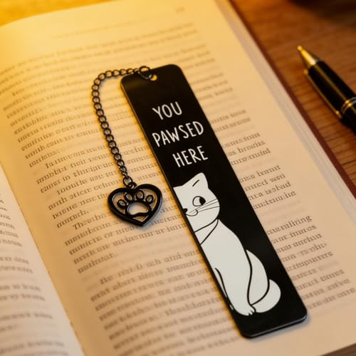 Cat Bookmark Set, Metal Cute Book Page Holder with Thumb Design & Index Tabs, Hands-Free Reading Accessories, Perfect Gift for Book Lovers