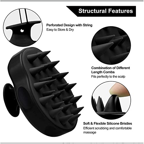 Shampoo Brush Hair Scalp Scrubber Head Massager for Stress Relax Hair Growth, Shower Hair Brush for Women Men Kids,Scalp Scrubber with Soft Silicone Bristles for Hair Growth & Dandruff Removal
