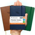 Roterunner A6 Pocket Notebook (Bold Classic) 3 Pack 3.5x5.5 Dotted Mini Notebook Journal 100Gsm Perforated Paper, Work Gym Travel Journal Notebook, Leather Small Notebook Numbered with Notes Index - color: Bold Classic