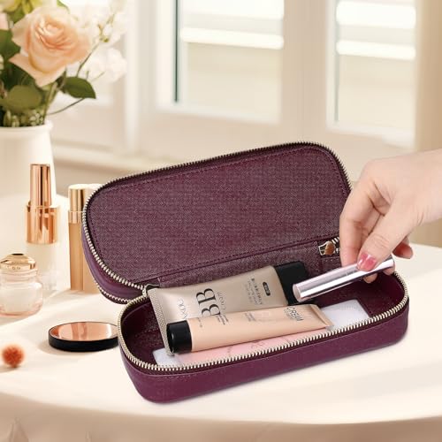 Pinkmik Double Layer Makeup Bag, Burgundy, Double SLIM - color: B3/Burgundy, size: 2-Layer SLIM