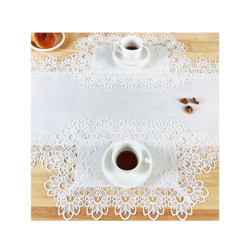 Lace Placemats Set of 2 Washable Off White 12x18inch - color: Peony, size: 2pcs