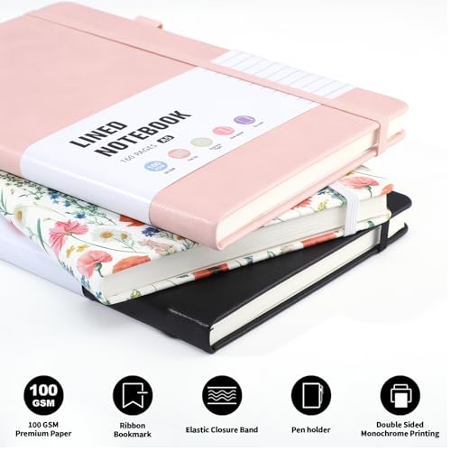 Thboxes 160 Pages A5 Lined Journal Notebook, Hardcover Writing Pad, Floral - color: Floral