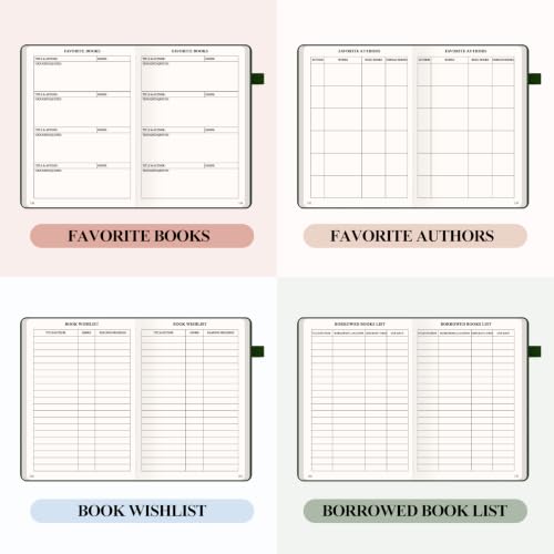 AKONEGE Reading Journal for Book Tracking - PU Leather Book Journal Reading Log with 80 Reviews for Readers, Accessories with Sticky Tabs, Pen Holder, Ribbon Bookmarks, 5.6" x 8.3", Earth Green - color: Earth Green