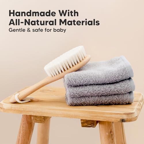 Wooden Baby Hair Brush for Toddler, Infant Cradle Cap (Walnut, Regular) - color: Walnut, size: Oval, Regular 7"