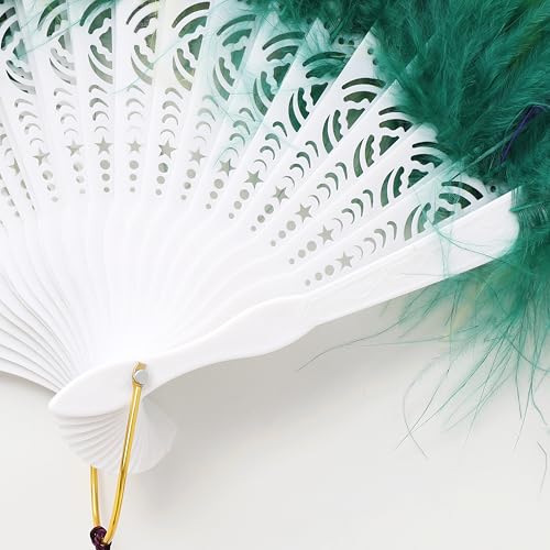 BABEYOND 1920s Marabou Feather Folding Hand Fan - color: Dark Purple