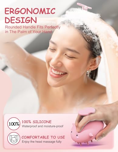 Scalp Massager Hair Growth, Silicone Scalp Scrubber Shower Shampoo Brush - color: Pink
