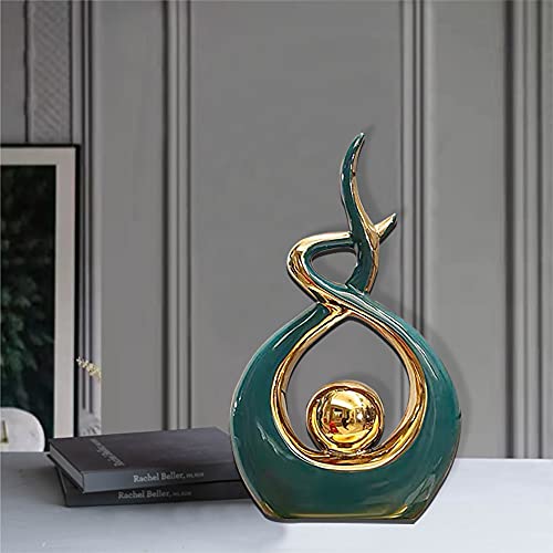 Norrclp Home Decor Modern Abstract Art Ceramic Statue Table Decor (Small) - color: Green and Gold, size: Small