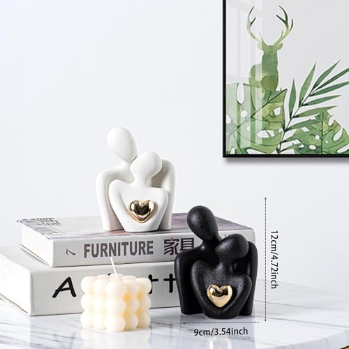 Ceramic Couple Statue - Modern Shelf Decor Knick Knacks for Shelves, Valentine's Day Wedding Gifts, Home Decor for Living Room, Bedroom, Bookshelf & TV Stand - Small Figurines(Black) - size: Black-4.7in