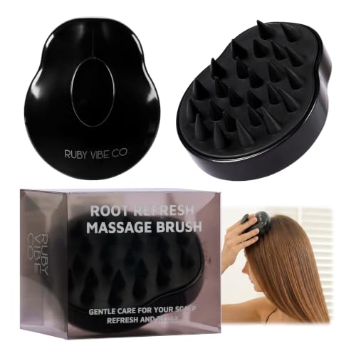 RUBY VIBE CO Scalp Massager, Silicone Scalp Scrubber, Shampoo Brush