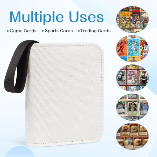 1 Pocket Card Binder–Collectible Trading Card Album,Single Card Holder with 20 Pages,Holds 40 Cards,Side-Loading Mini Binder for TCG,MTG,Sports, Baseball,Football,Small Sports Card Book-White - color: White