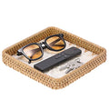 Small Wicker Tray, Handwoven Rattan Key Basket for Entryway Table - color: White, size: 8.3" x 8.3" x 1.6"