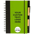 DISCOUNT PROMOS Custom Eco Block Notebooks with Pens Set of 10/50/100, Personalized Bulk Pack - Perfect for School, Office, Business, Home - Lime Green - color: - Custom - Lime Green, size: 10/50/100 notebooks