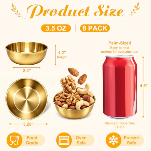 LIEMAND Stainless Steel Small Dipping Bowls, 3.5oz, Gold, 8-Pack - color: Gold