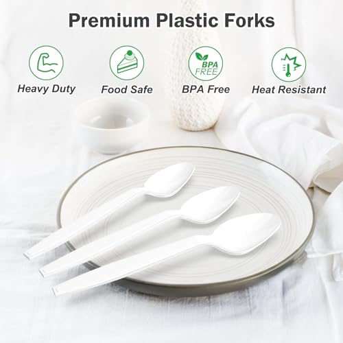 Dealusy 360 Count White Plastic Spoons Disposable - color: White