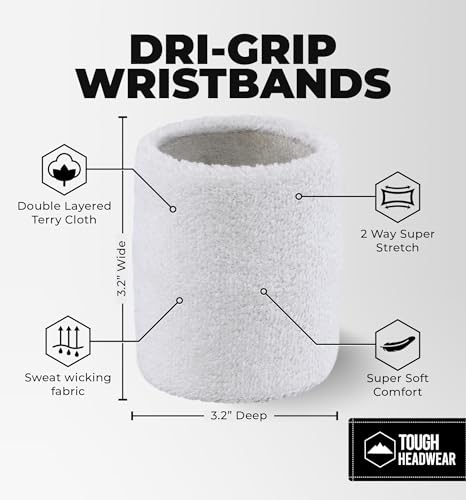 Sports Sweatbands - Arm Bands for Wrists, Sweat Absorption for Men & Women - color: white