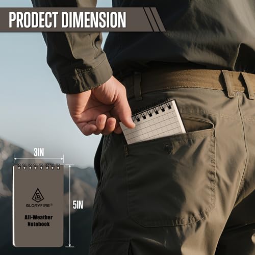 GLORYFIRE 5 Pack Waterproof Notebook, All-Weather Pocket Notepad 3"x5"
