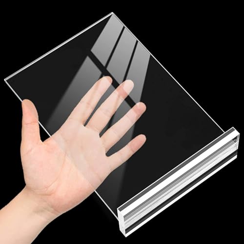 KOOLDE Acrylic Sign Holder 8.5x11 Inches 2 Pack T Shape Desktop Display Stand Vertical Double Sided Clear Table Menu Flyer Holder for Restaurants, Office, Shop, Wedding - color: Clear - 2 Pack