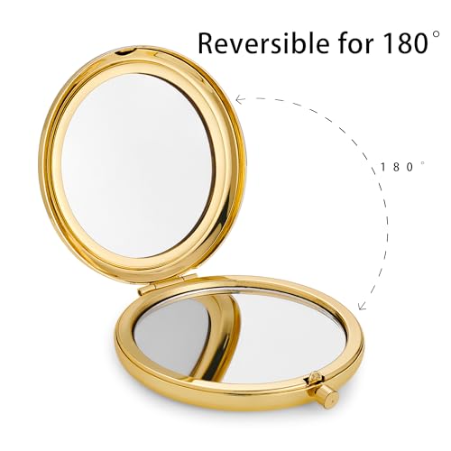 Compact Mirror for Purse, Metal Round Shell, Double-Sided 1X/12X Magnifying, Portable Travel Makeup Mirror, Mini Pocket Mirror, Mix, 4 Packs - color: Multi Color