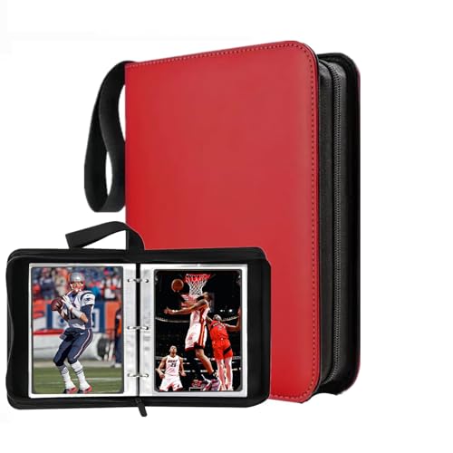 Mini Card Binder 1-Pocket - Super Lightweight Zipper Binder Holds 80+ Trading Cards, Top Loading Collectible Album for TCG, MTG, Sports & Game Cards, Portable Gift for Girls & Collectors (Red) - color: Red