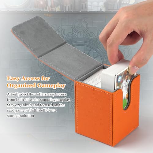 Arkeiliy MTG Deck Box 110+ Storage Sleeved Cards for Magic Commander - color: Orange III