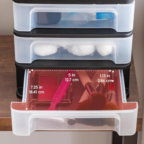 IRIS USA 4-Pack, 3-Drawer Small Plastic Stacking Desktop Organizer, Black - color: Black, style: Small - 4 Pack