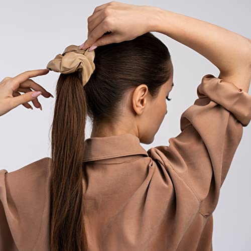 Matte Scrunchies for Hair 6Pcs Velvet Scrunchies for Thick Hair Ultra Textured Soft Fuzzy Hair Bands Brown Ponytail Holder Neutral Scrunchie Cute Scrunchy Hair Ties Hair Accessories for Women Girls - color: 6PCS Brown