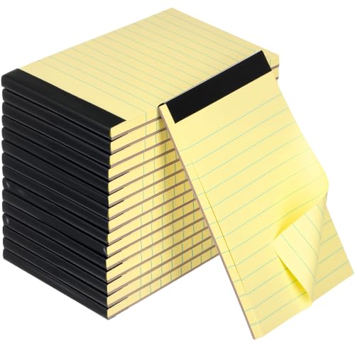 Tenceur 16 Pcs Small Notepads 3'' x 5'' Lined Writing Note Pad, Black Top - color: Yellow (Black Top), style: Line