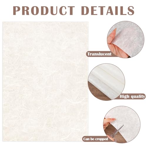 60 Sheets Mulberry Rice Paper, 8.5 x 11 Inch, Cream