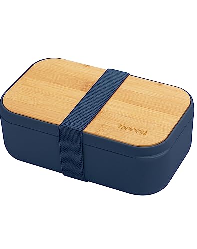 Bento Box for Adult Lunch Containers with Utensils for Men/Women Blue - Natural Bamboo Lid, Chopsticks, Microwave Safe, Dishwasher Safe, Bpa Free, Gifts for Women, Cute, Small - color: Blue