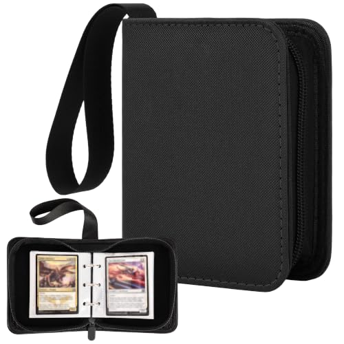 1 Pocket Card Binder with Zipper, 100 Pockets Mini Trading Card Album, Premium PU Leather Single Card Binder, Small Display Folder for TCG & Sports Cards-Black - color: Dark Black