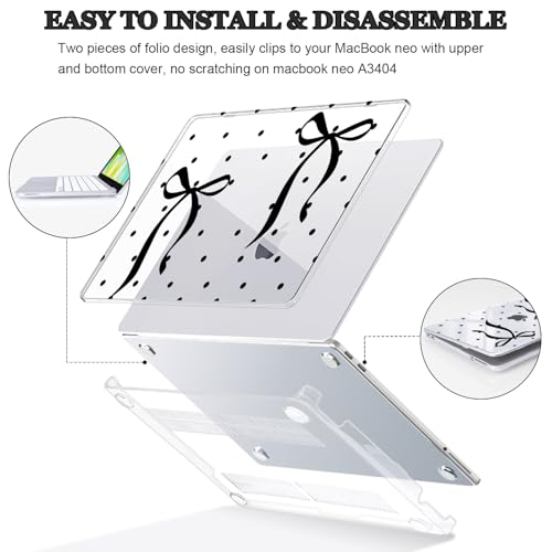 Ultra-Light Bow & Polka Dot Case for 2026 MacBook Neo 13 Inch A3404 - color: Bow & Polka Dots