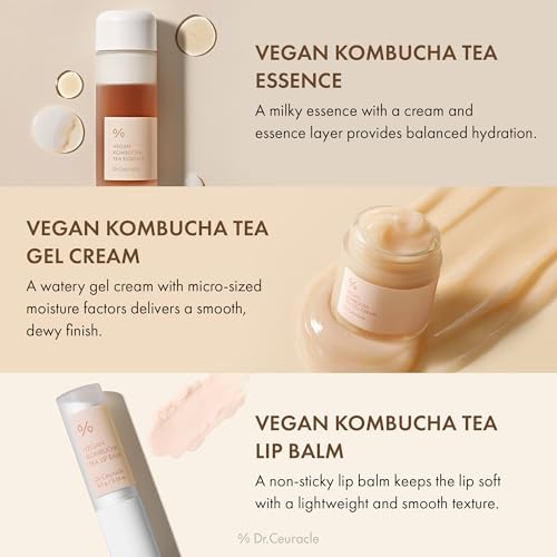 Dr.Ceuracle Vegan Kombucha Tea Special Set, Essence + Gel Cream + Lip Balm - color: Special Set