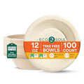 ECO SOUL 12 Oz Disposable Bagasse Paper Bowls, (100 Pack, Natural) - color: Natural