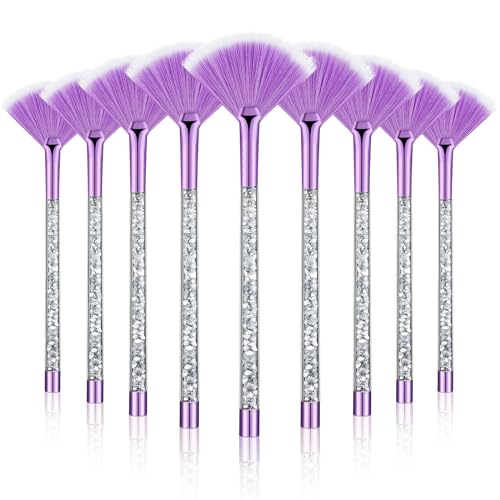 Maitys 9 Pieces Facial Fan Mask Brushes, Purple, Silver - color: Purple, Silver