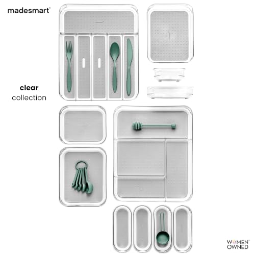 madesmart Clear 4 Compartment Drawer Organizer, Grey - color: Clear