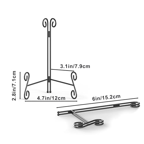 Plate Stand, 6 Inch Metal Plate Stands for Display 1 Pack, Black Iron Easel Stand Decorative Plate Holder for Picture Frame Photo Collectibles Book - size: 6 Inch - 1Pack