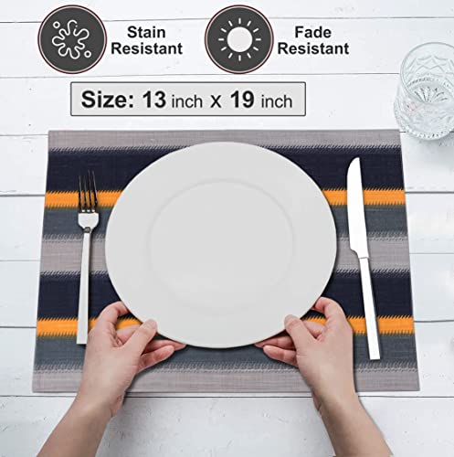 Ruvanti Placemats Set of 6, 100% Cotton Place Mats of 13"x19" – Stripes - color: Stripes