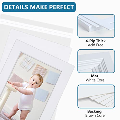 Somime 10Pack Acid-Free 8x10 White Mat Set for 5x7 Pictures with Bevel Cut - size: 8"x10" 10pack white complete set