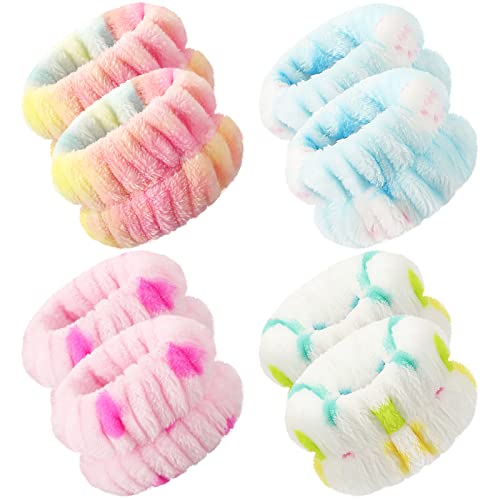 Chuangdi 4 Pairs Wrist Bands for Washing Face Microfiber,Brisk Colors - color: Brisk Colors