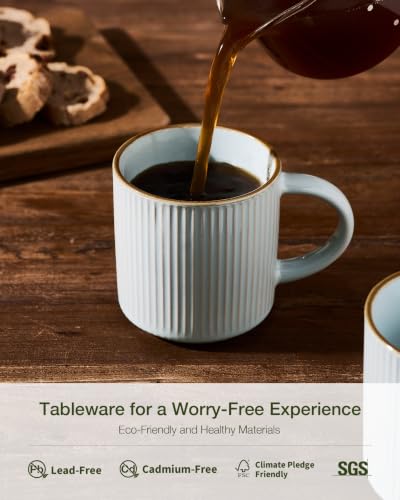 famiware Coffee Mug Set of 4, Star 12 oz Ceramic Mugs Cups Set with Handle - color: Star-Light Blue, size: 4 Count (Pack of 1)